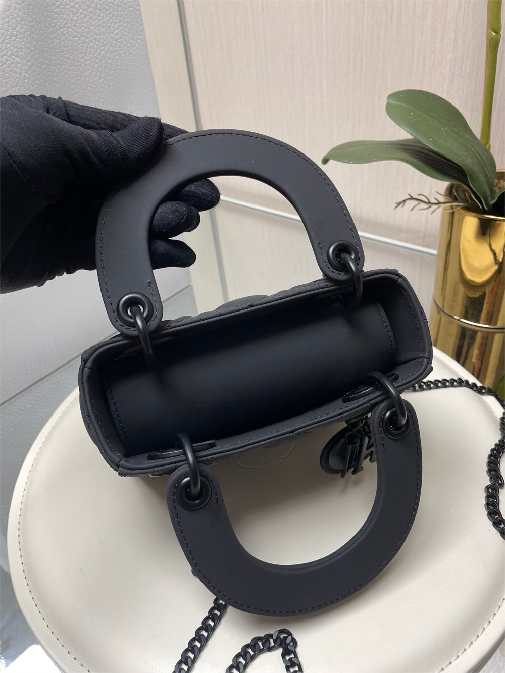 mini lady D*or bag 6.5 x 6 x 3 inches