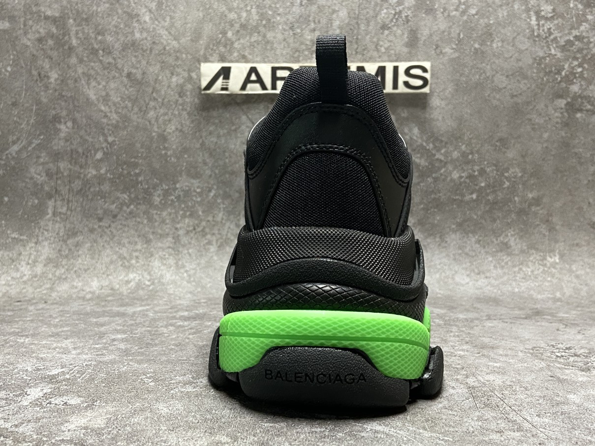Balenciga Triple S Black and Neon Green