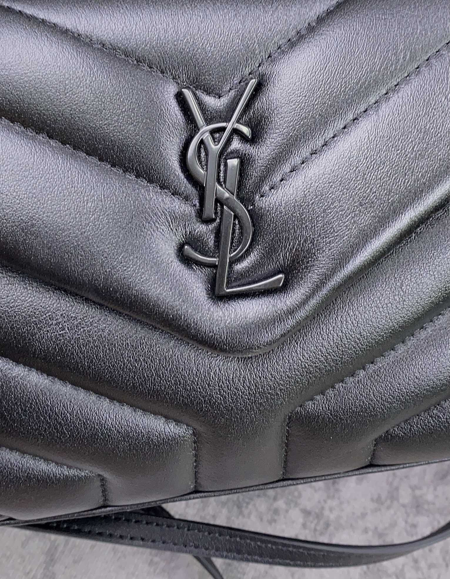 Y*L toy loulou in quilted leather all black 7.9 x 5.5 x 3 inches