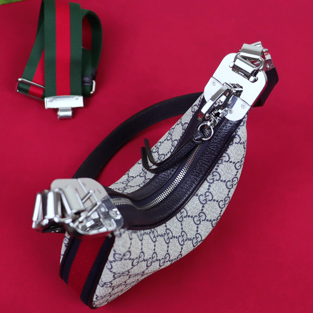 G*u*i attache small shoulder bag beige and blue 9"w x 8.7"h x 2"d