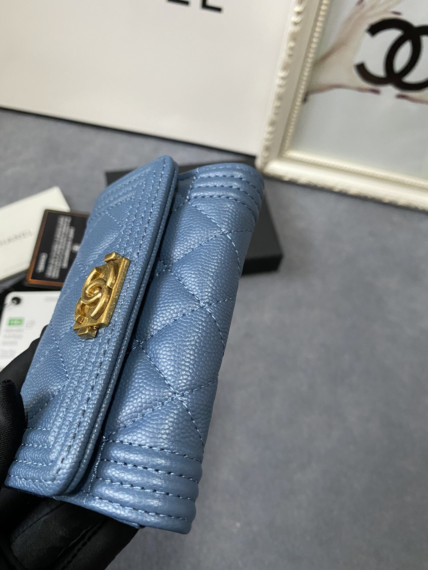 Ch*el flap wallet 12-7cm