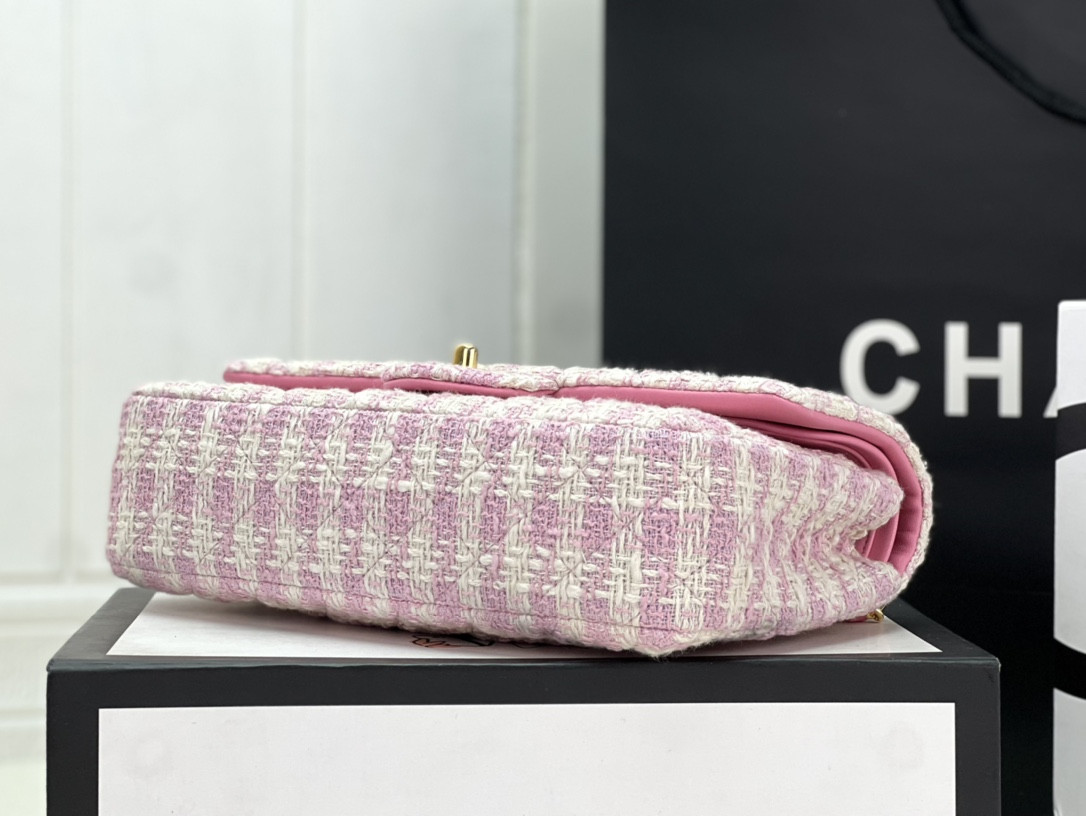 Ch*el classic 11.12 handbag tweed & gold-tone metal   6 × 9.9 × 2.5 in