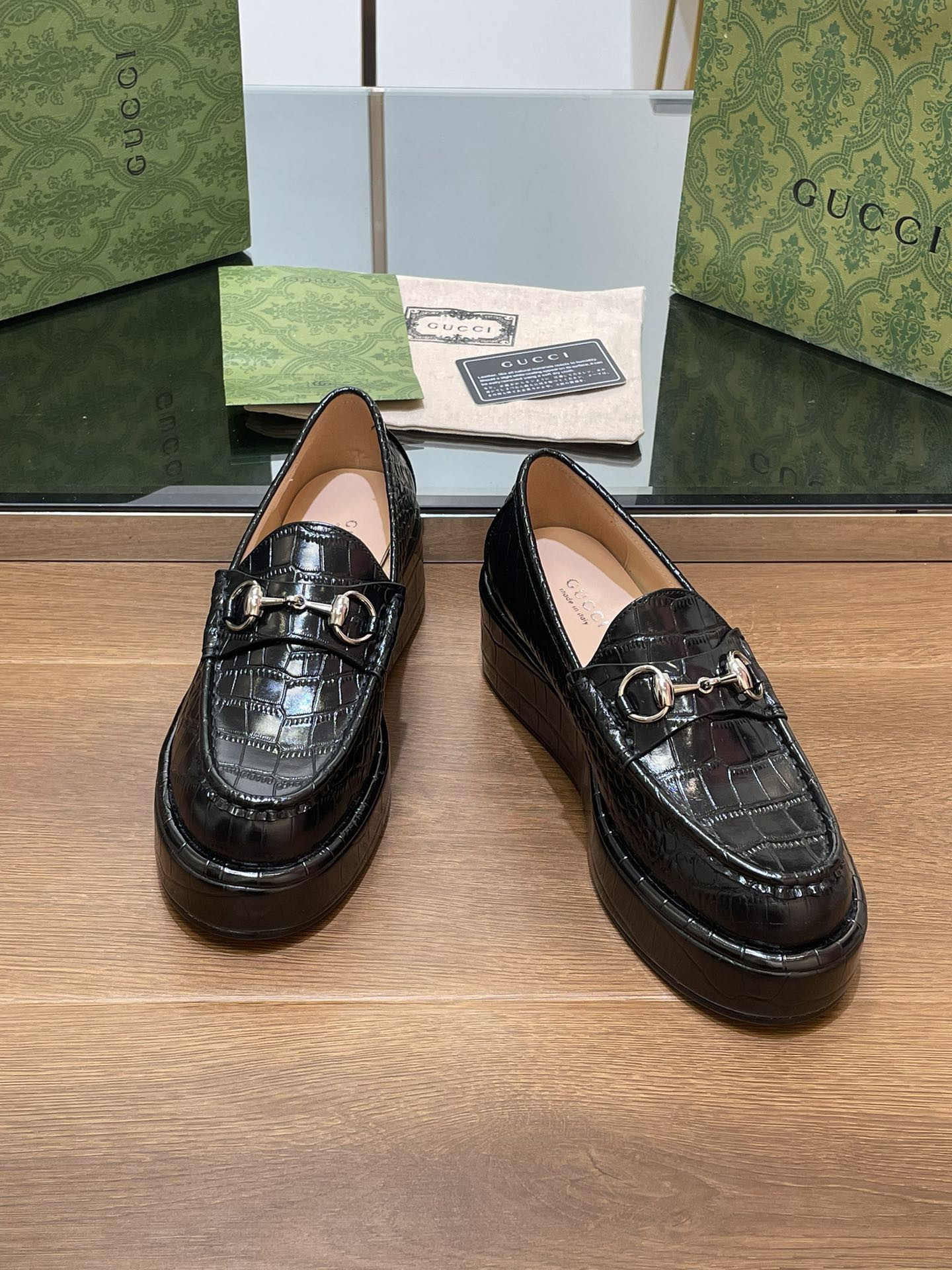 ua G*u*i horsebit wedge loafer